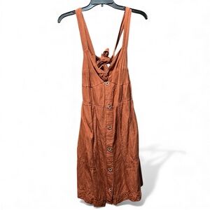 Maeve by Anthropologie Rust Orange Button-Down Dress with Tie-Back Detail